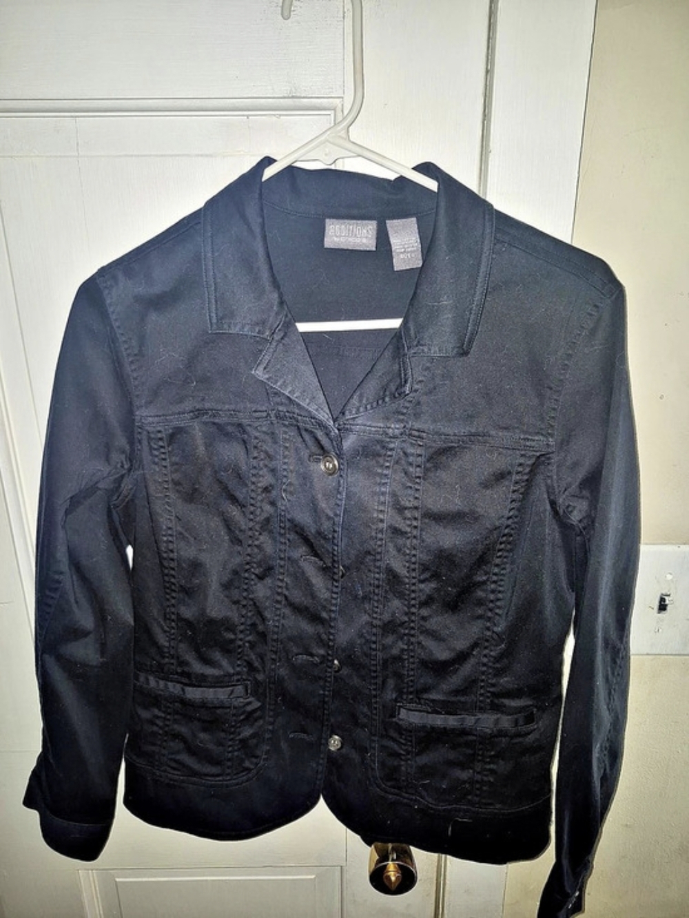 Routines by Chico'Small Black Denim Jacket Size Small Like New